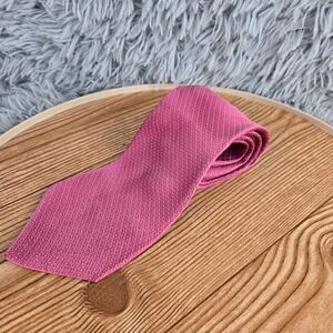 George Machado Silk Necktie Mens One Size Pink Geometric Pattern 60 Inch Length